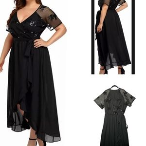 Pinup Fashion Plus Size Maxi Dresses High Low Sequin Mesh Wedding Bridem…